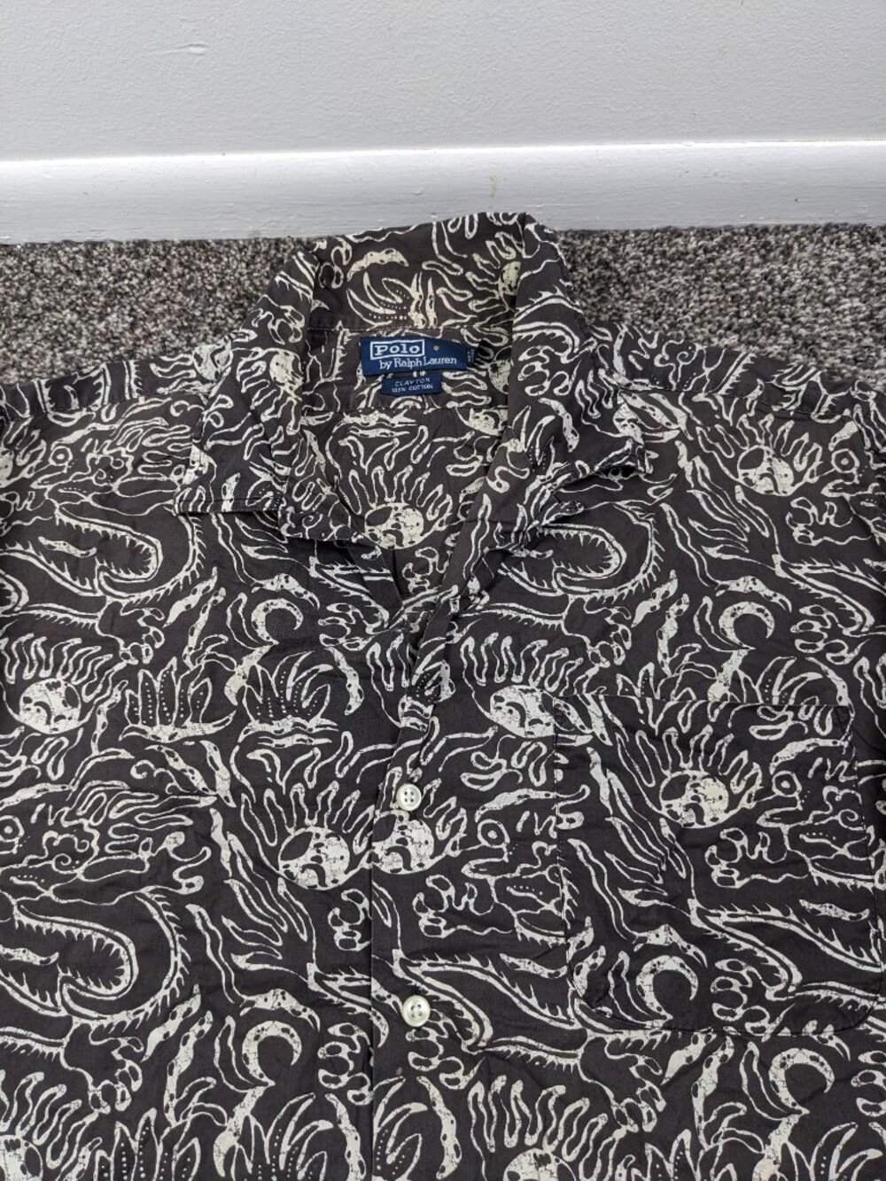 Vintage Polo Ralph Lauren Shirt Clayton Camp Loop Collar Batik Tiki Mens Large